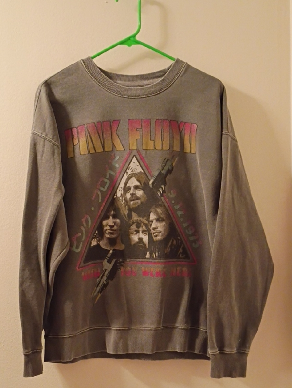 Pink Floyd Ash Gray  Crewneck with Faded Multi-Color
